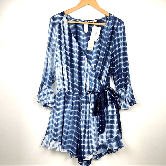 JODIFL Tie Dye Romper Wrap Front Blue Size S - Picture 5 of 7